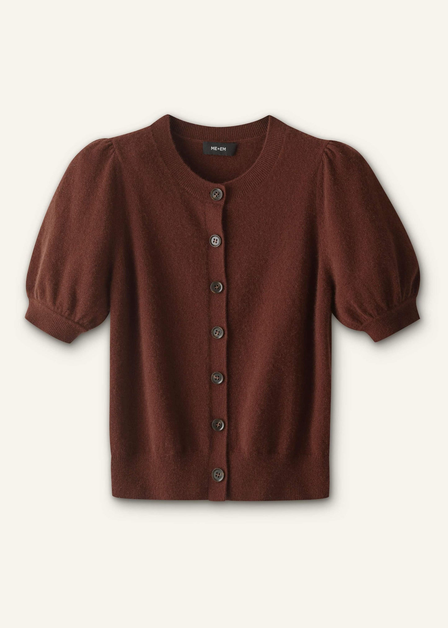Cinnamon Brown Cashmere Feminine Sleeve Cardi