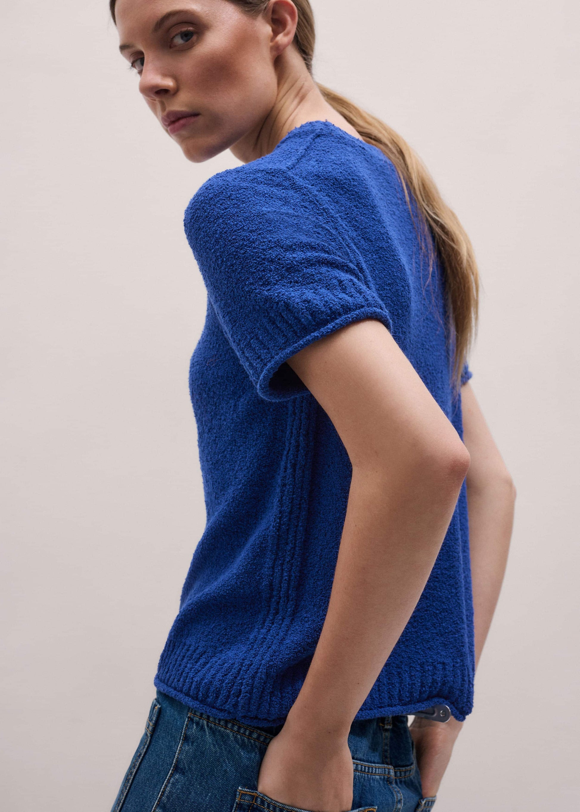 Blue Straight Knit Tee