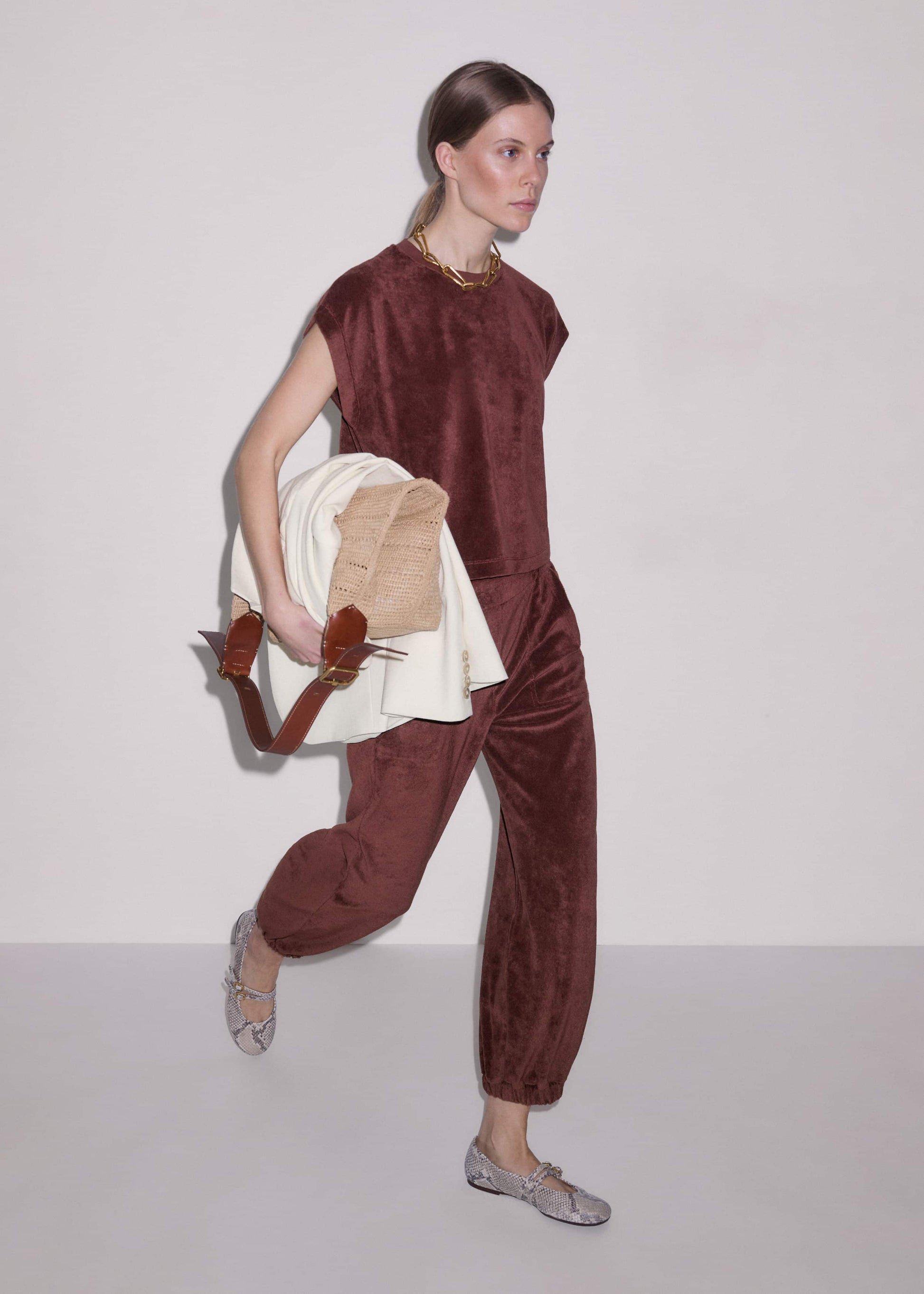 Cinnamon Brown Cap Sleeve Crop Tee