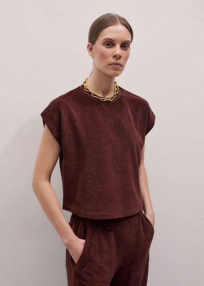 Cinnamon Brown Cap Sleeve Crop Tee