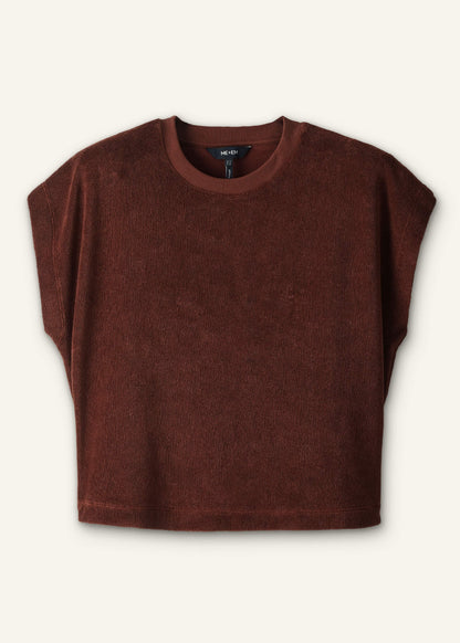 Cinnamon Brown Cap Sleeve Crop Tee