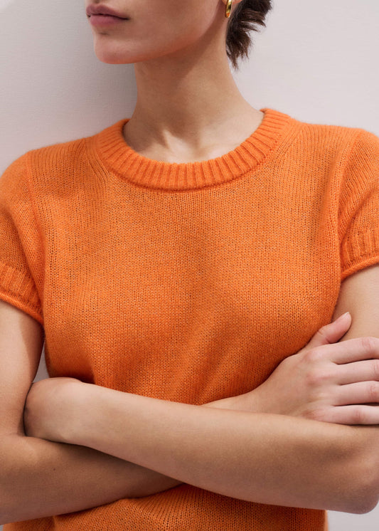Orange Merino Cashmere Silk Baby Tee