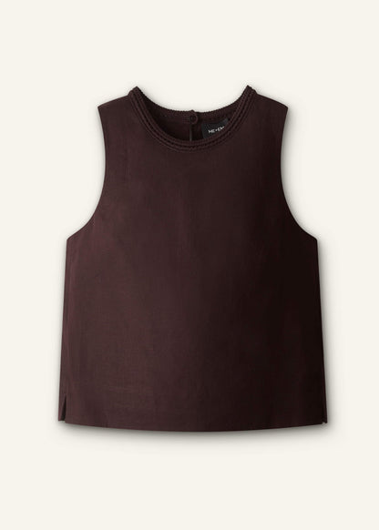 Brown Crochet Trim Crop Top