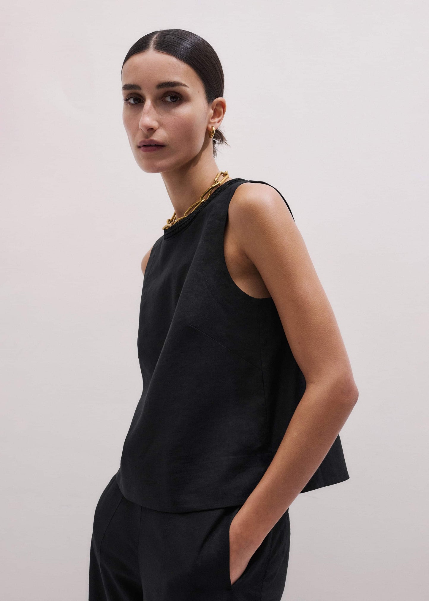 Black Crochet Trim Crop Top