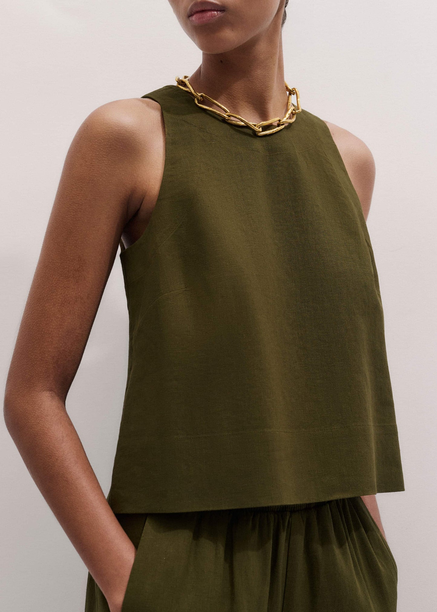 Olive Green Shell Crop Top