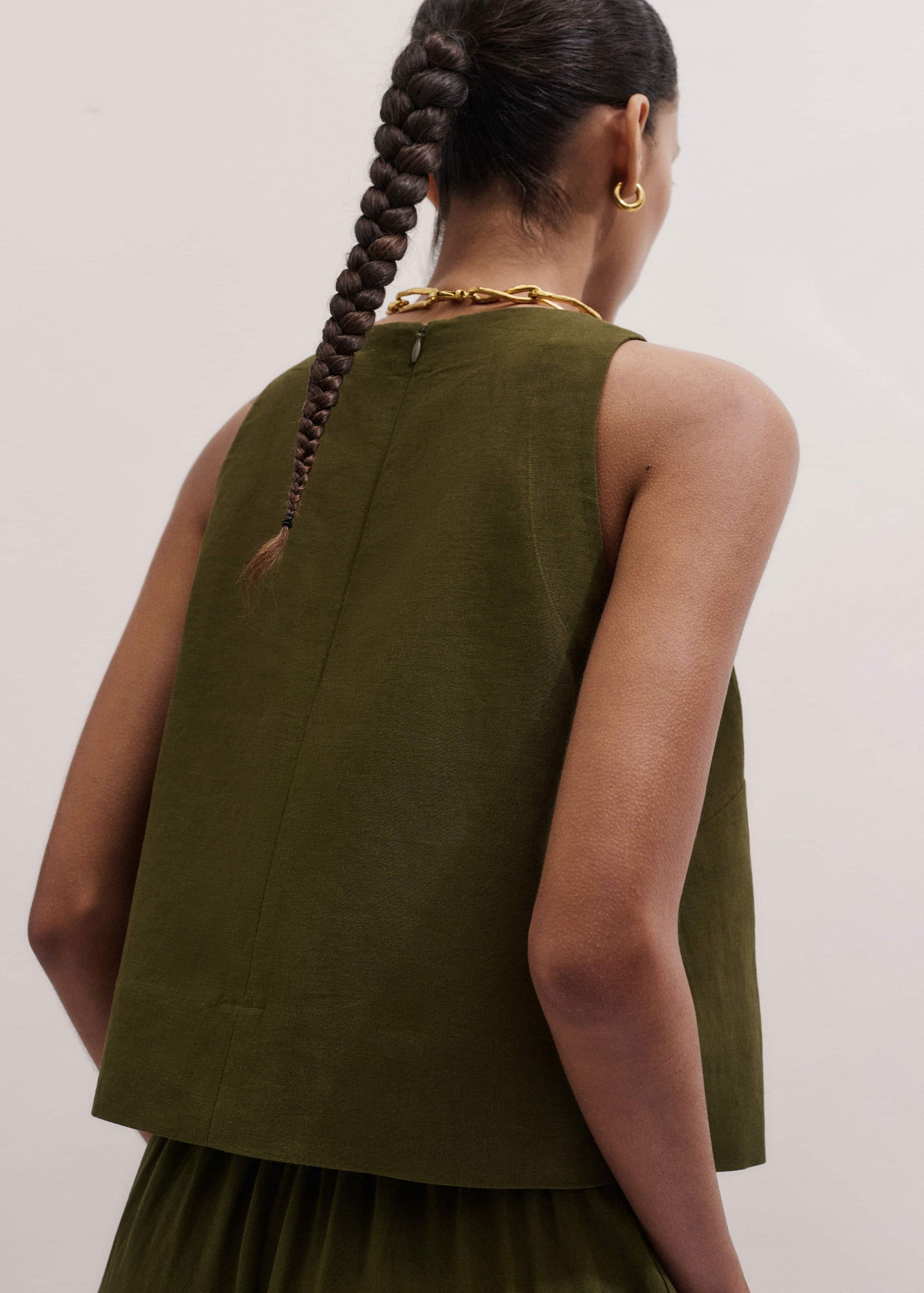 Olive Green Shell Crop Top