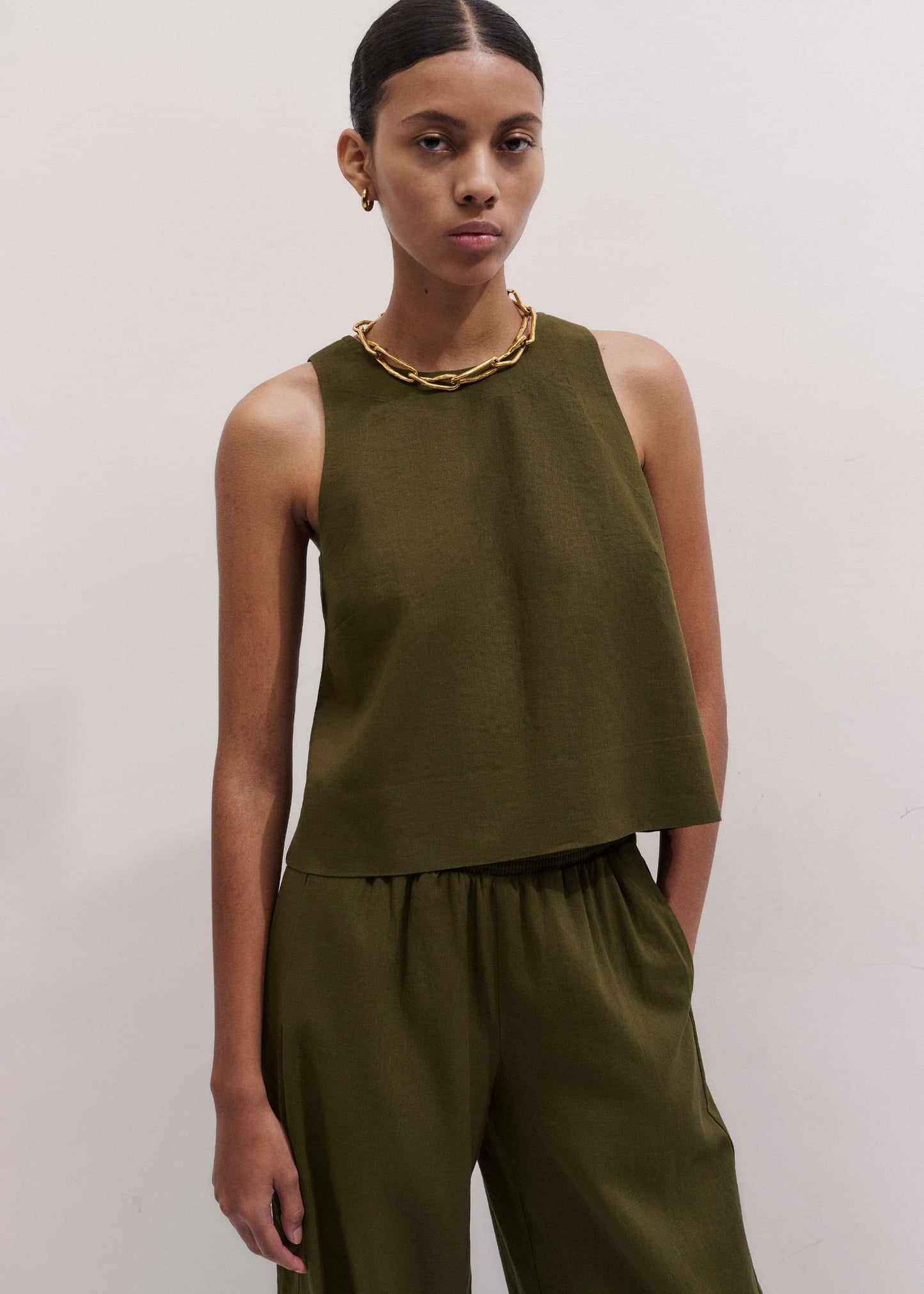 Olive Green Shell Crop Top