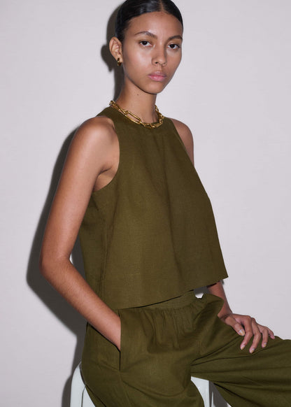 Olive Green Shell Crop Top