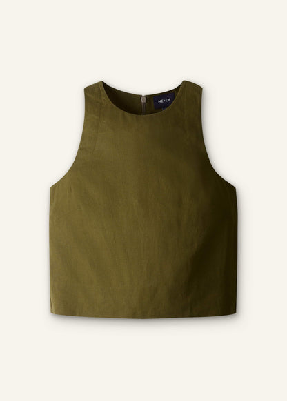 Olive Green Shell Crop Top