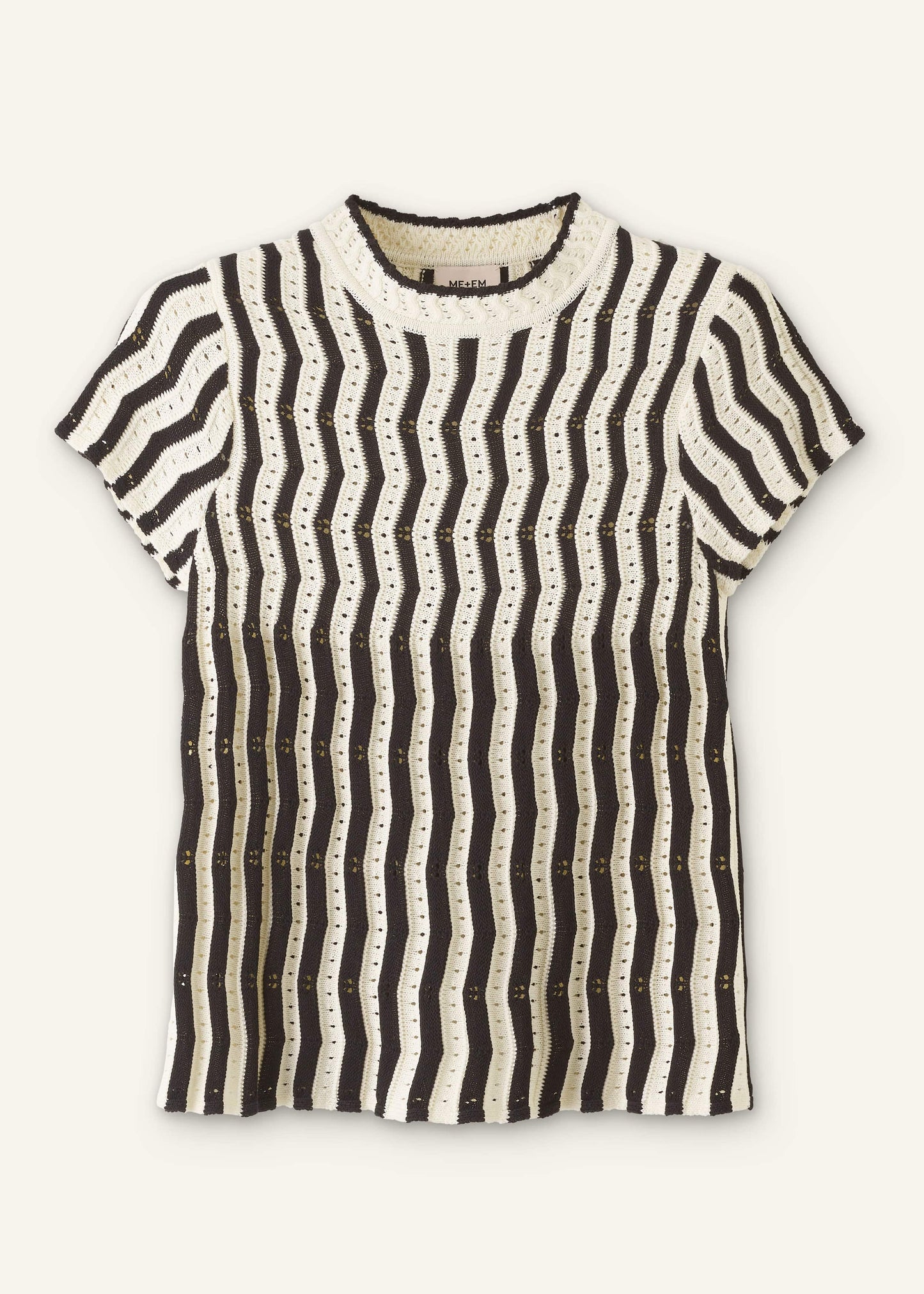 Cream Textured Pointelle Knit Swing Top