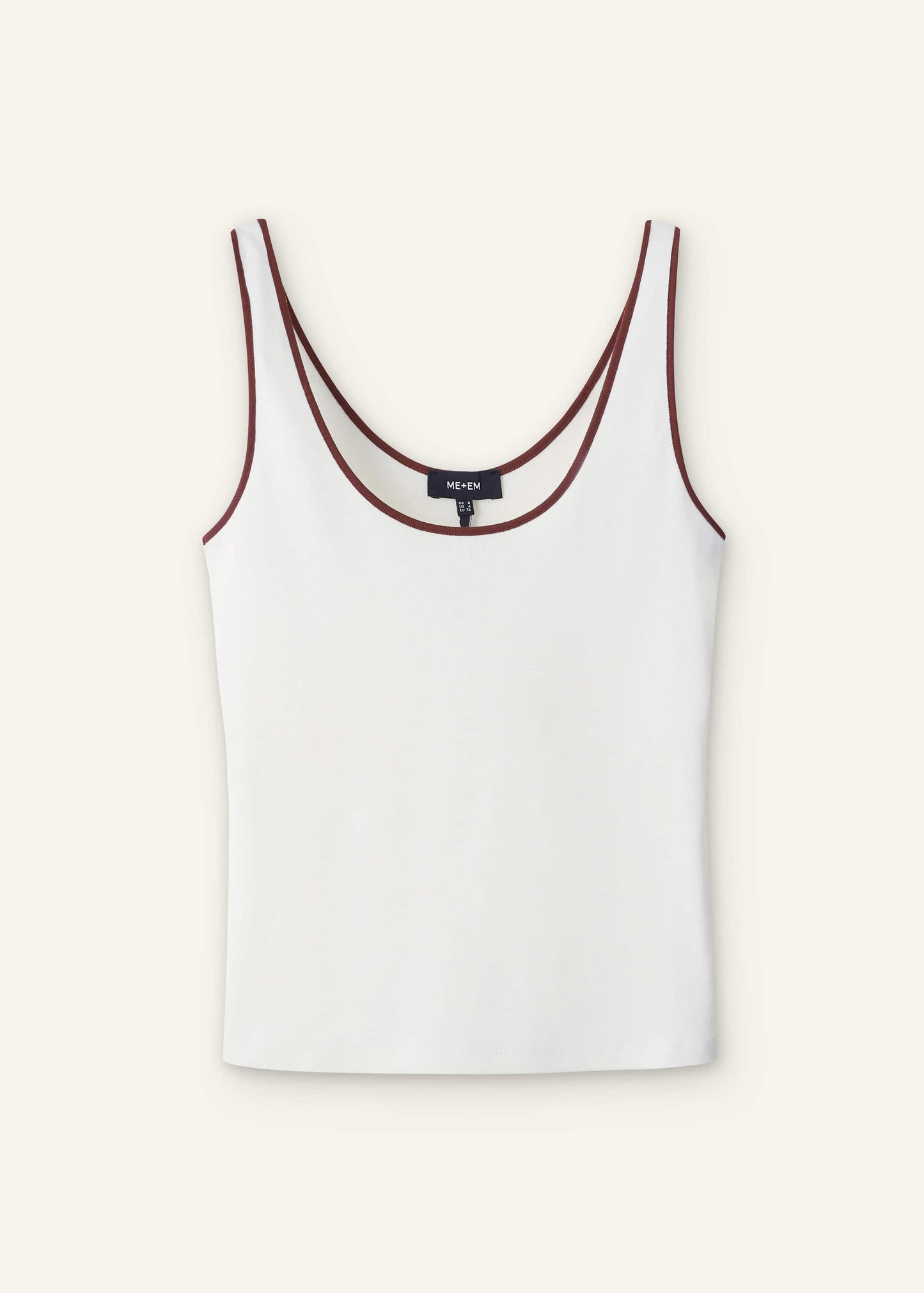 Cream Contrast Trim Slim Vest