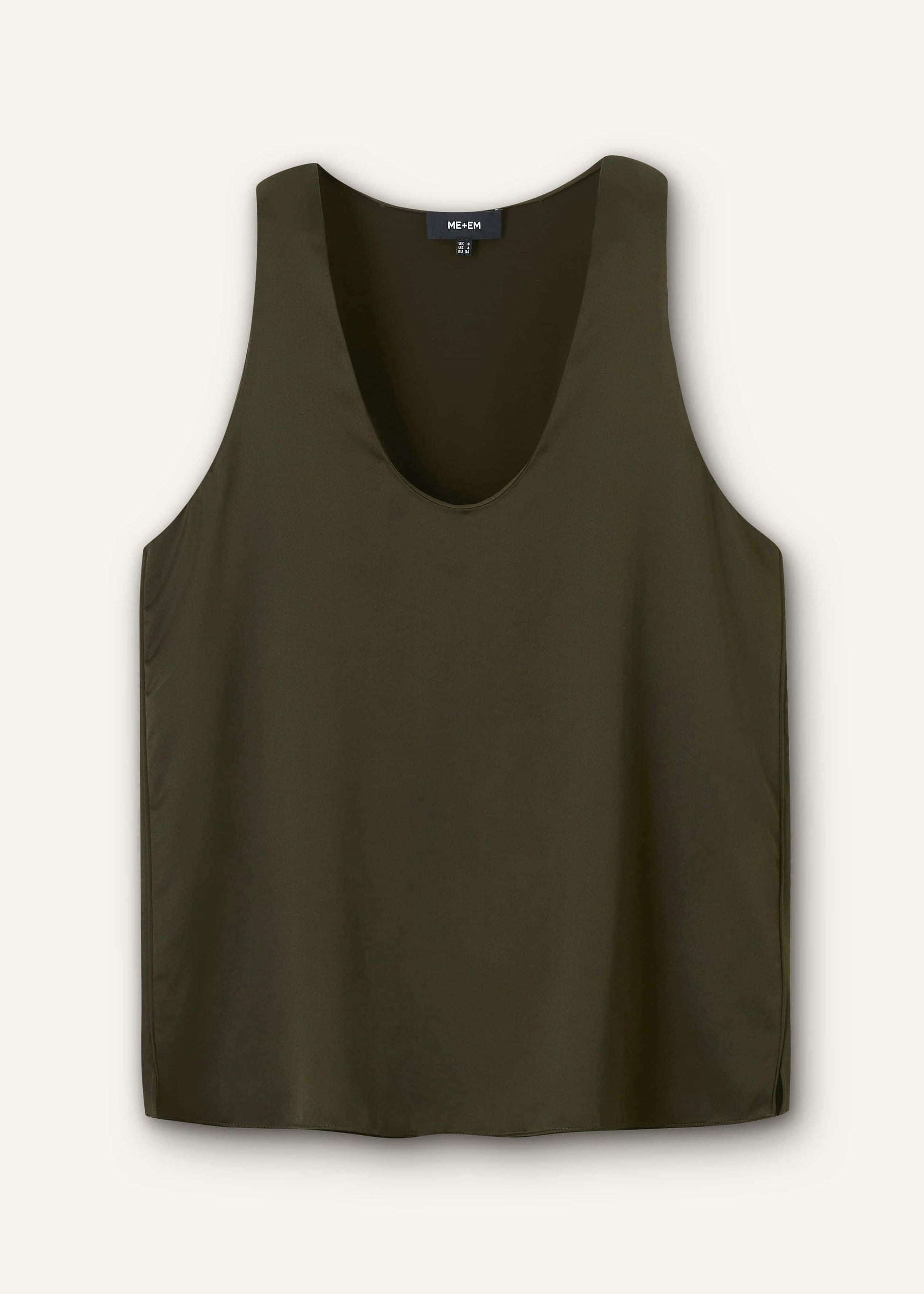 Olive Green Silk Satin Evening Tank Top