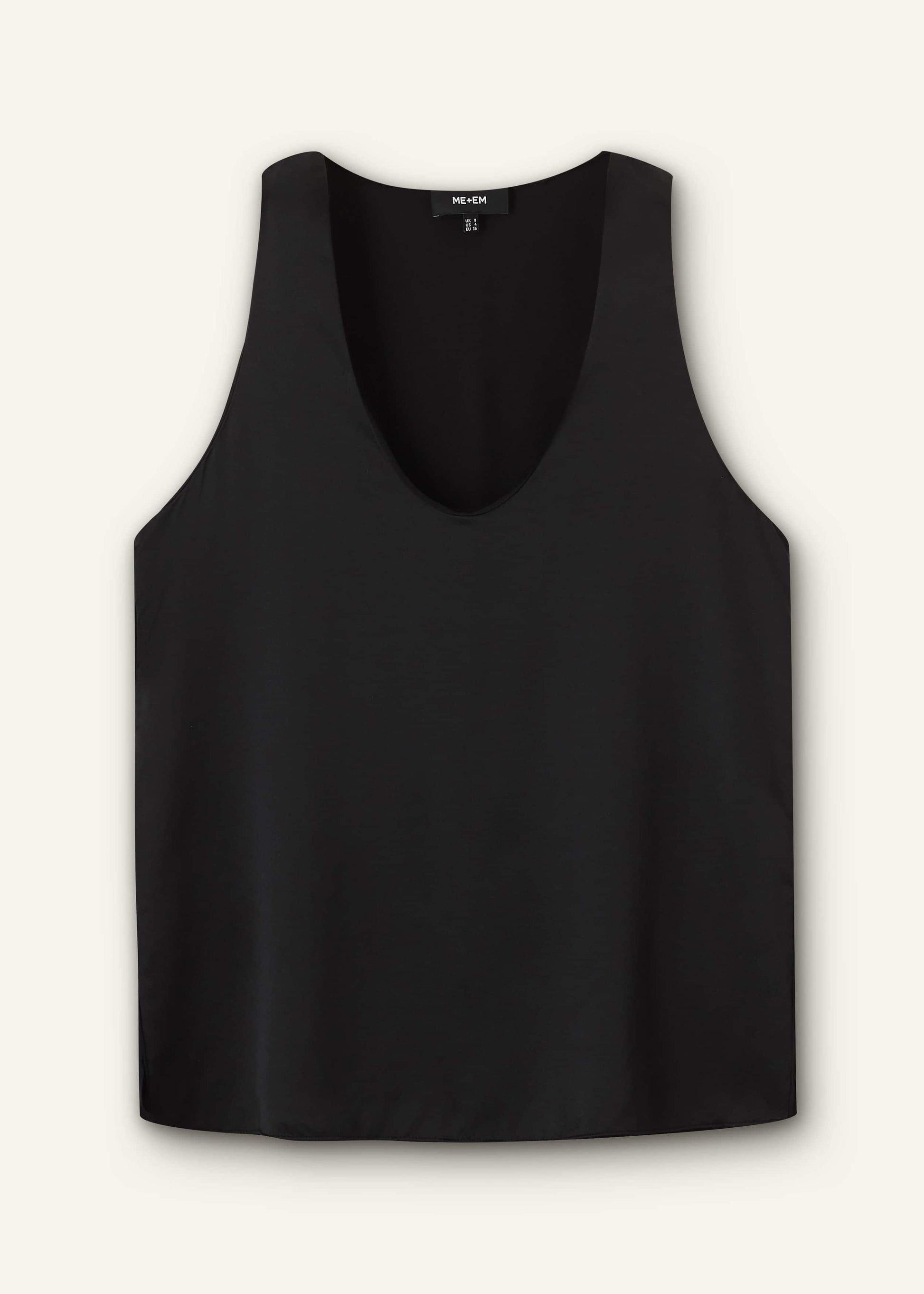 Black Silk Satin Evening Tank Top