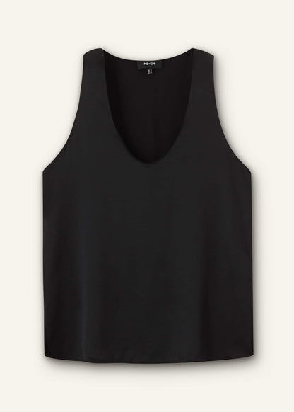 Black Silk Satin Evening Tank Top
