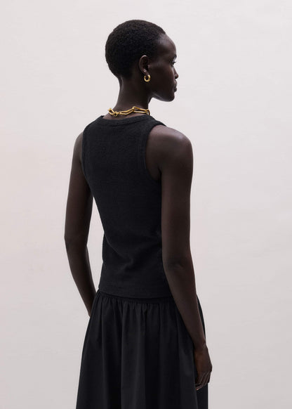 Black Textured Slim Basic Tank Top