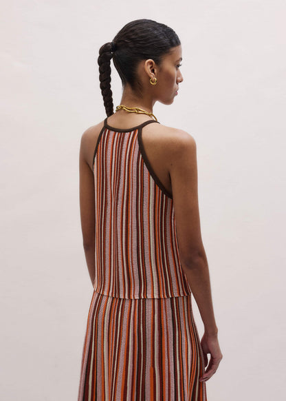 Cinnamon Brown Stripe Slim Knit Tank