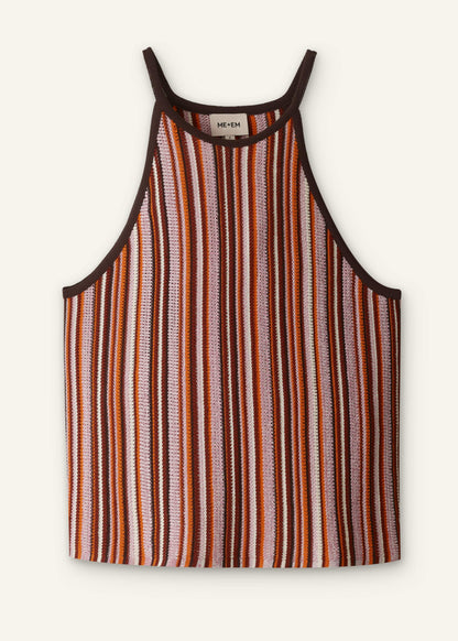 Cinnamon Brown Stripe Slim Knit Tank