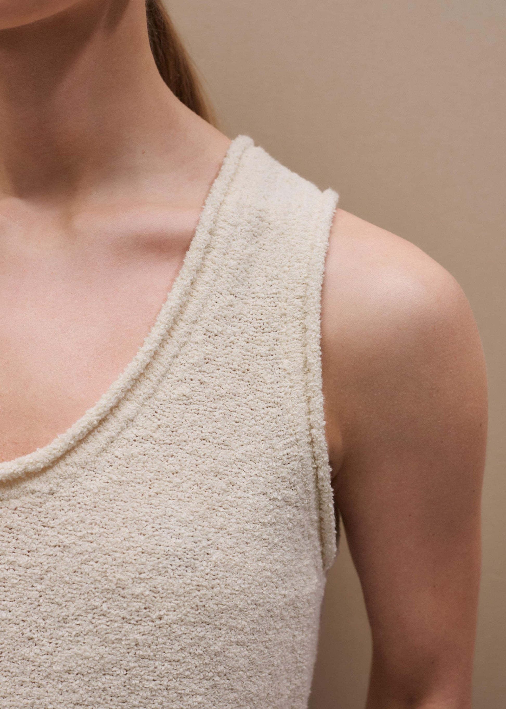 Cream Slim Knit Tank Top
