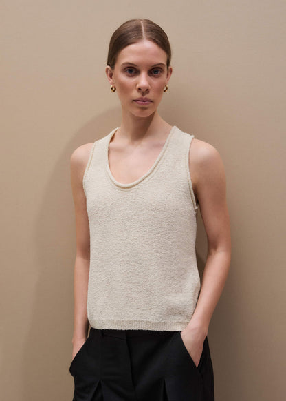 Cream Slim Knit Tank Top