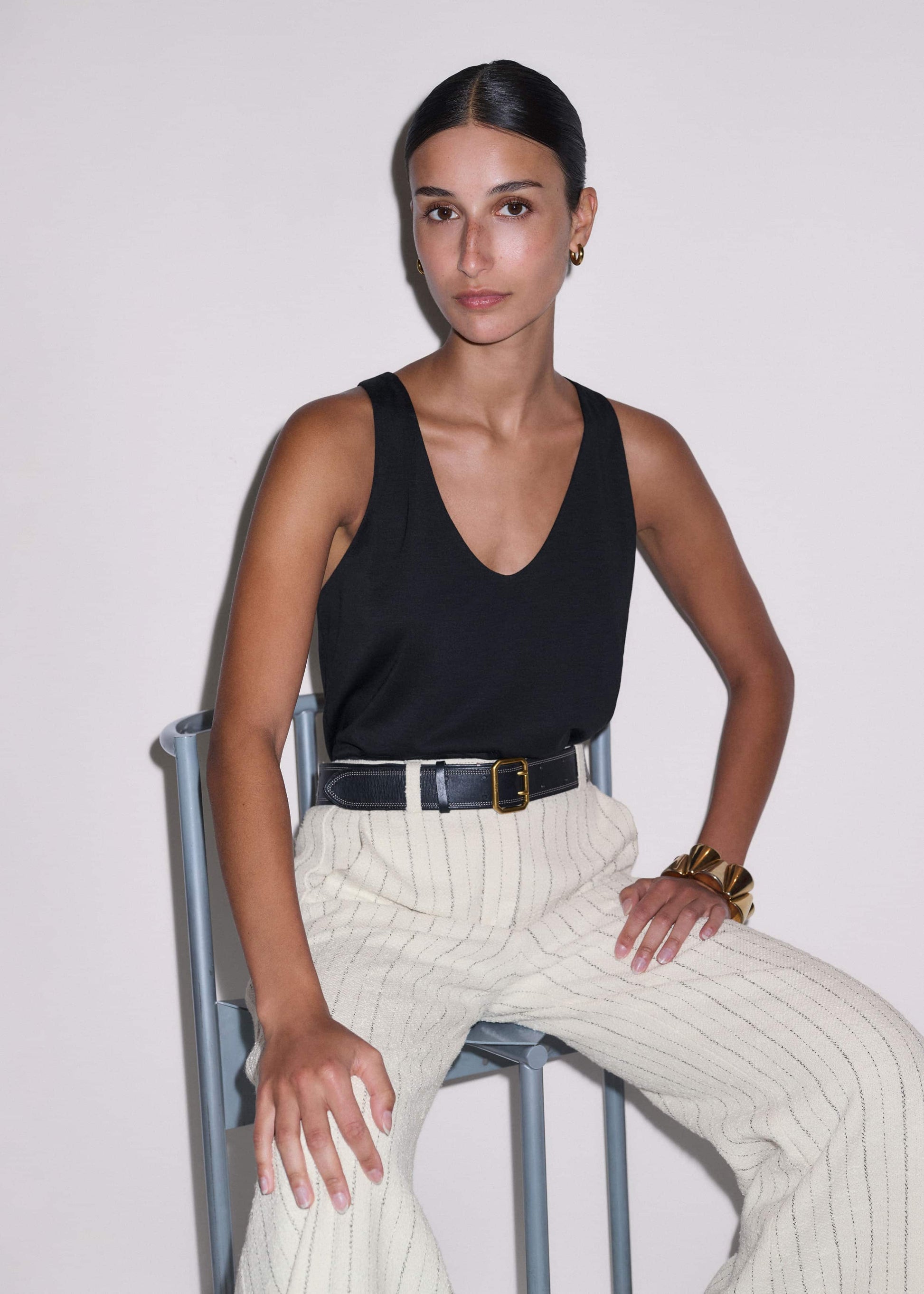 Black Scoop Neck Vest