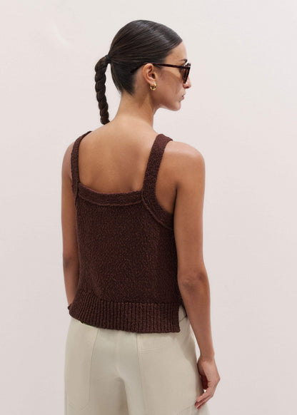 Cinnamon Brown Square Neck Knit Top