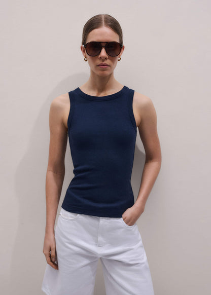 Navy Ultimate Crew Neck Perfect Basic Tank