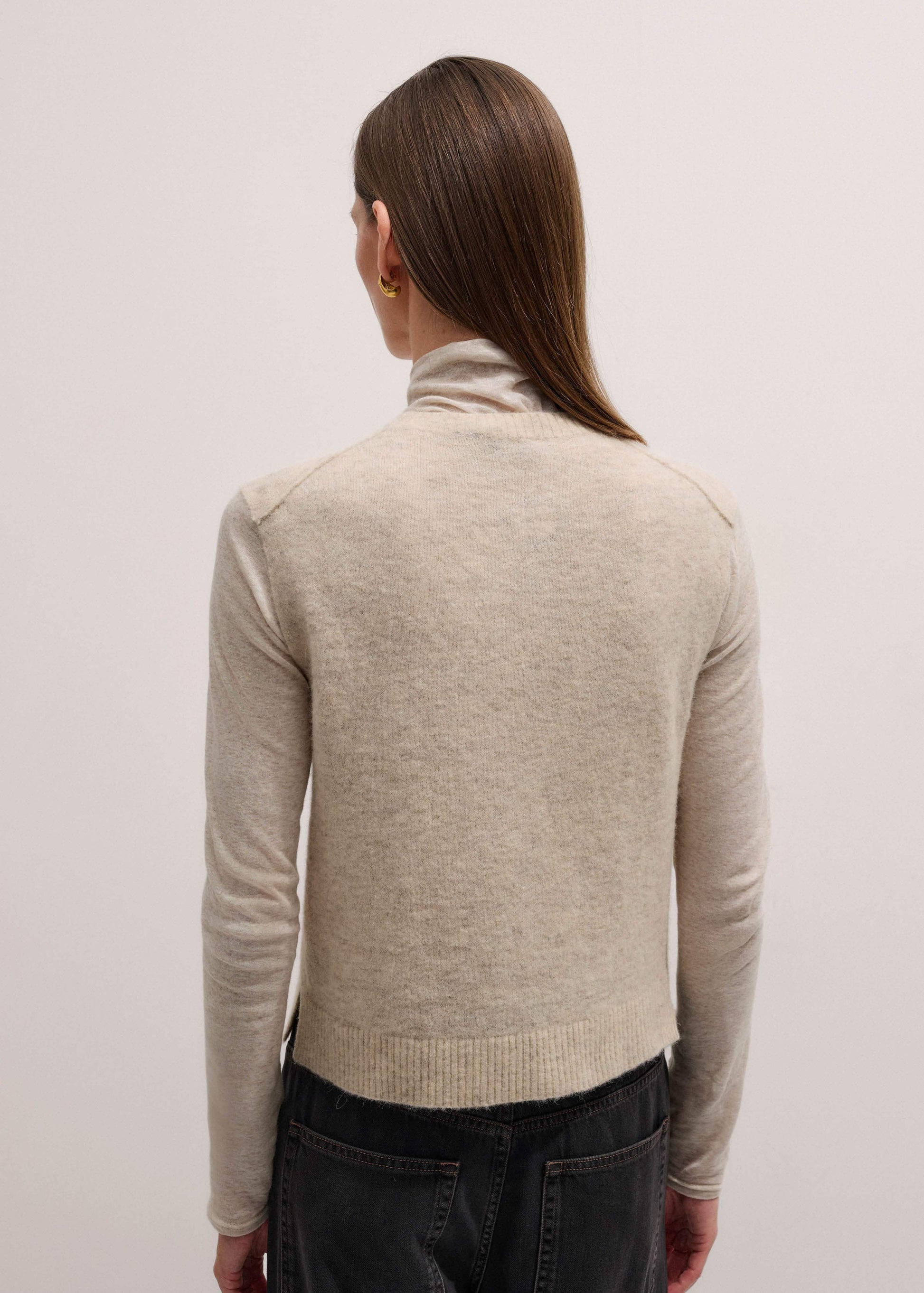 Cream Alpaca Blend Straight Knit Vest