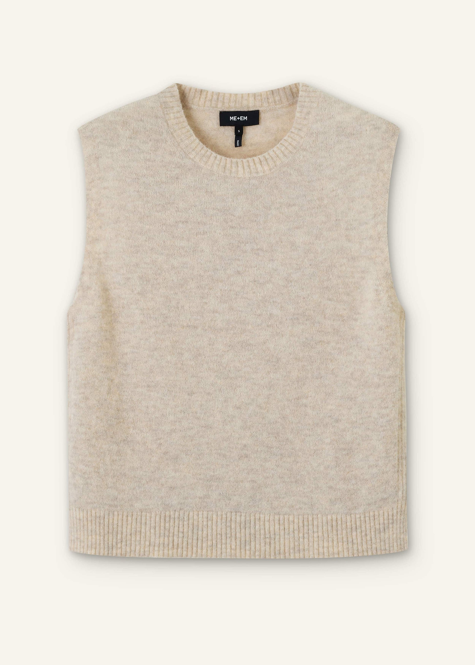 Cream Alpaca Blend Straight Knit Vest