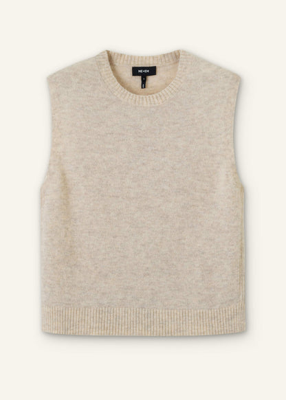 Cream Alpaca Blend Straight Knit Vest