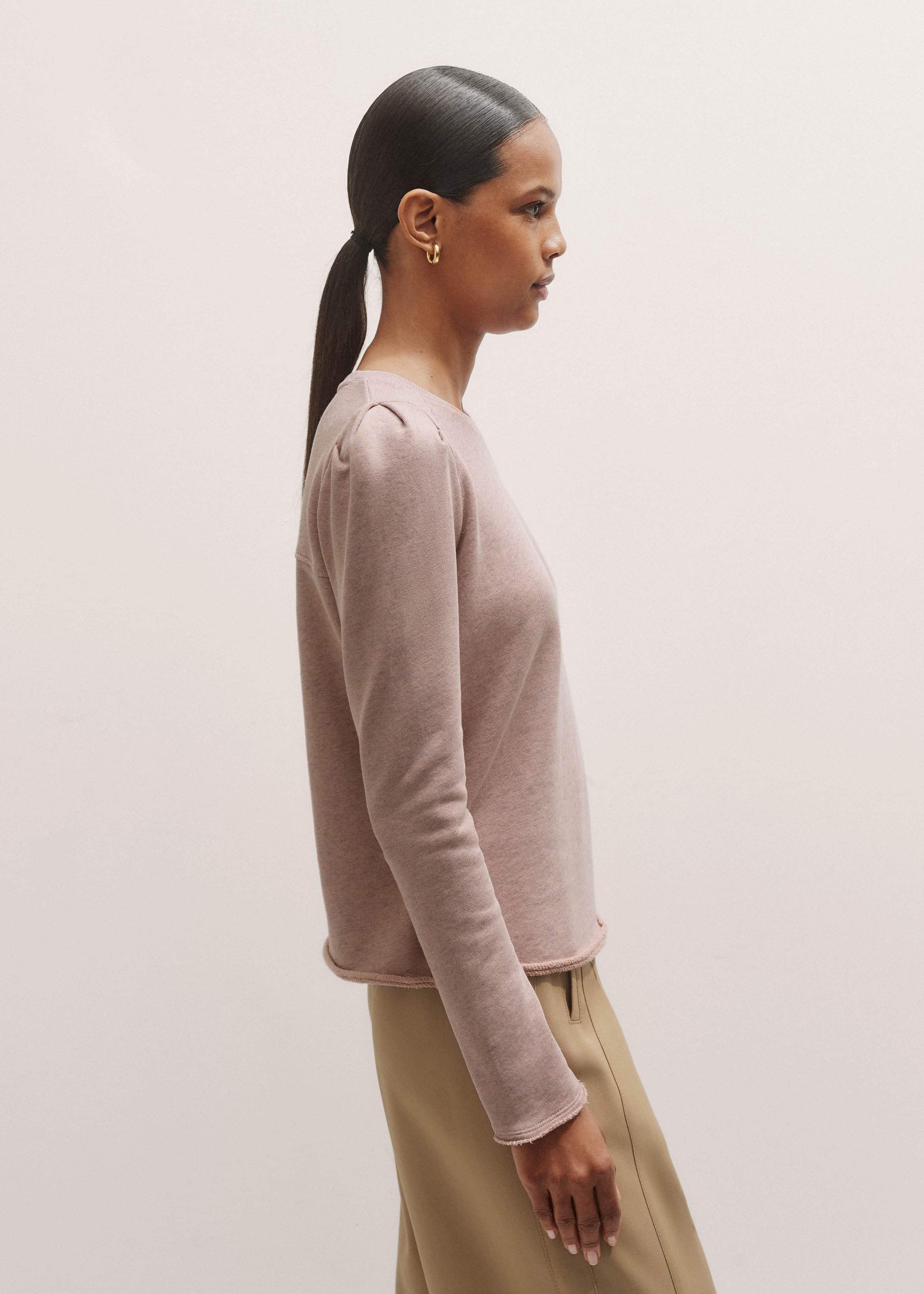 Pink Raw Edge Feminine Sweatshirt