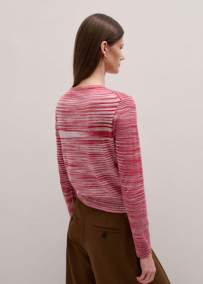 Red Spacedye Slim Fit Cardigan