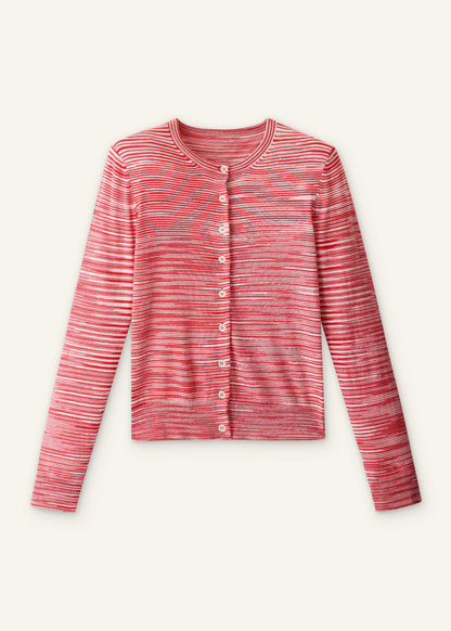 Red Spacedye Slim Fit Cardigan