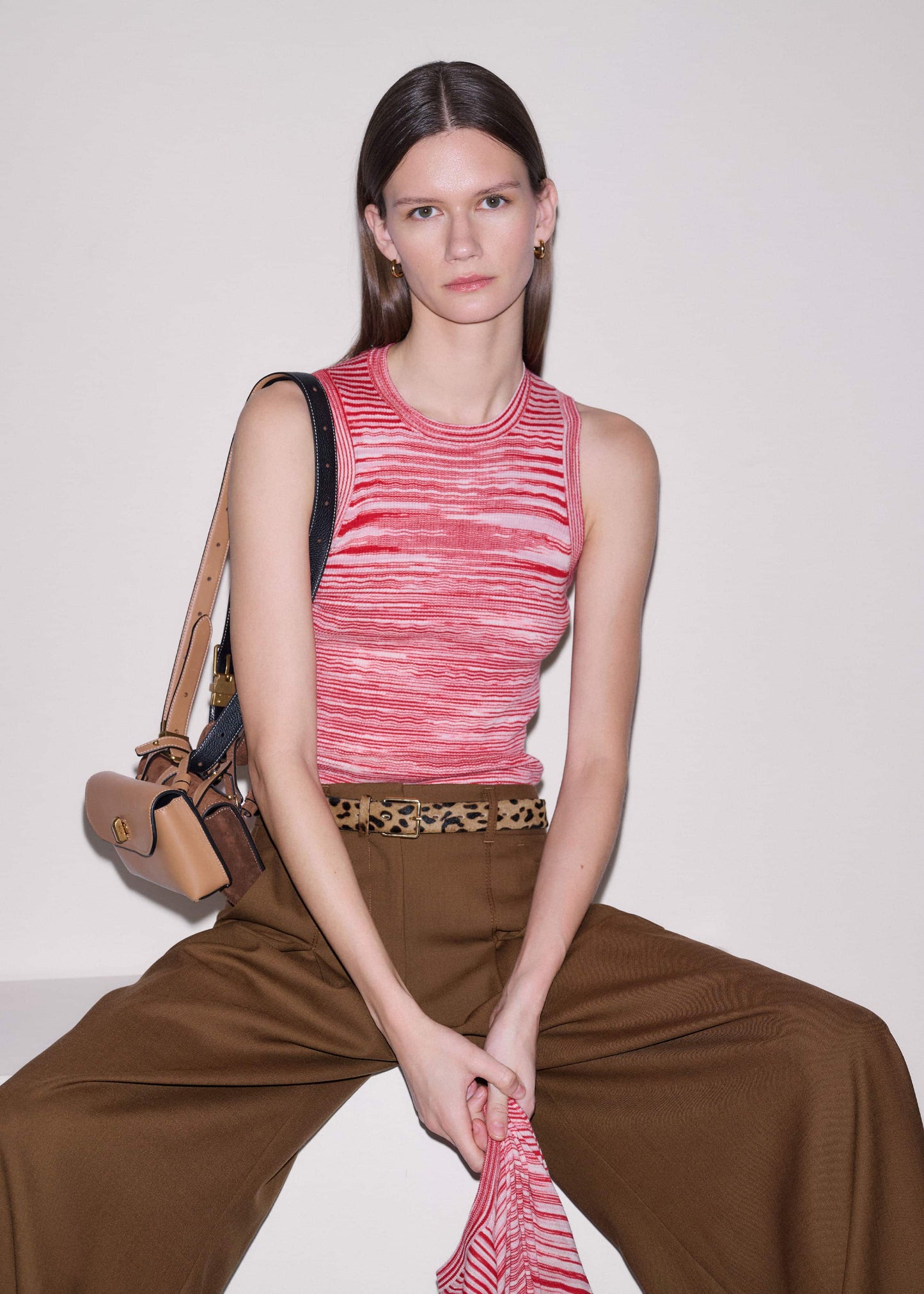 Red Spacedye Slim Fit Knit Vest