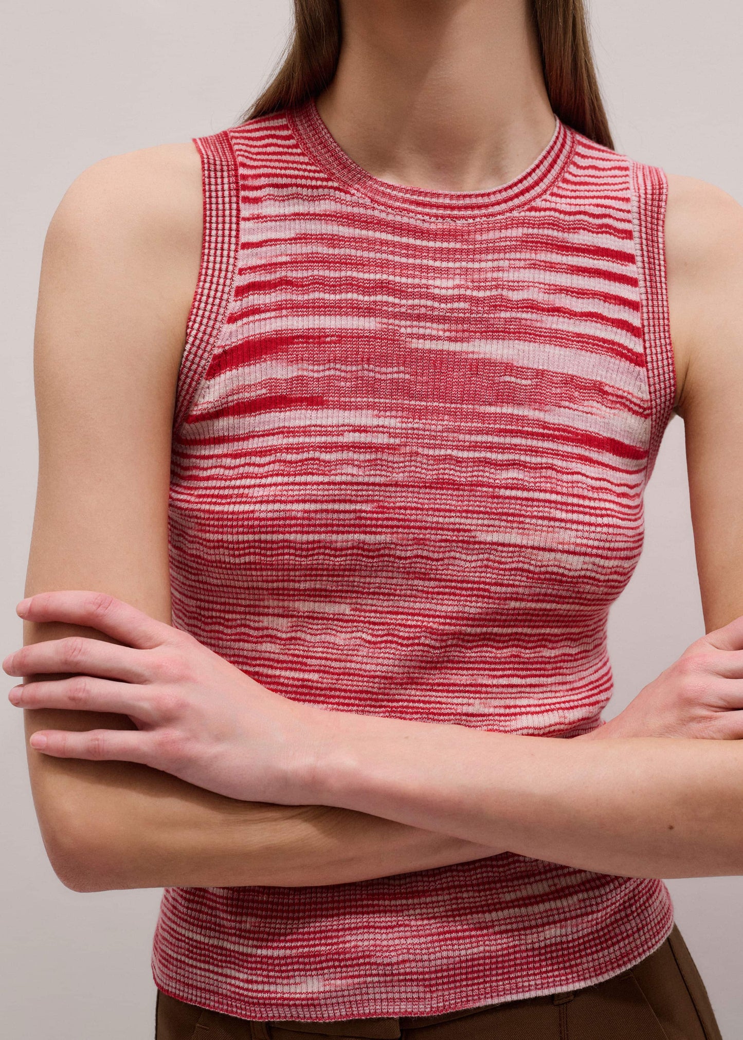 Red Spacedye Slim Fit Knit Vest