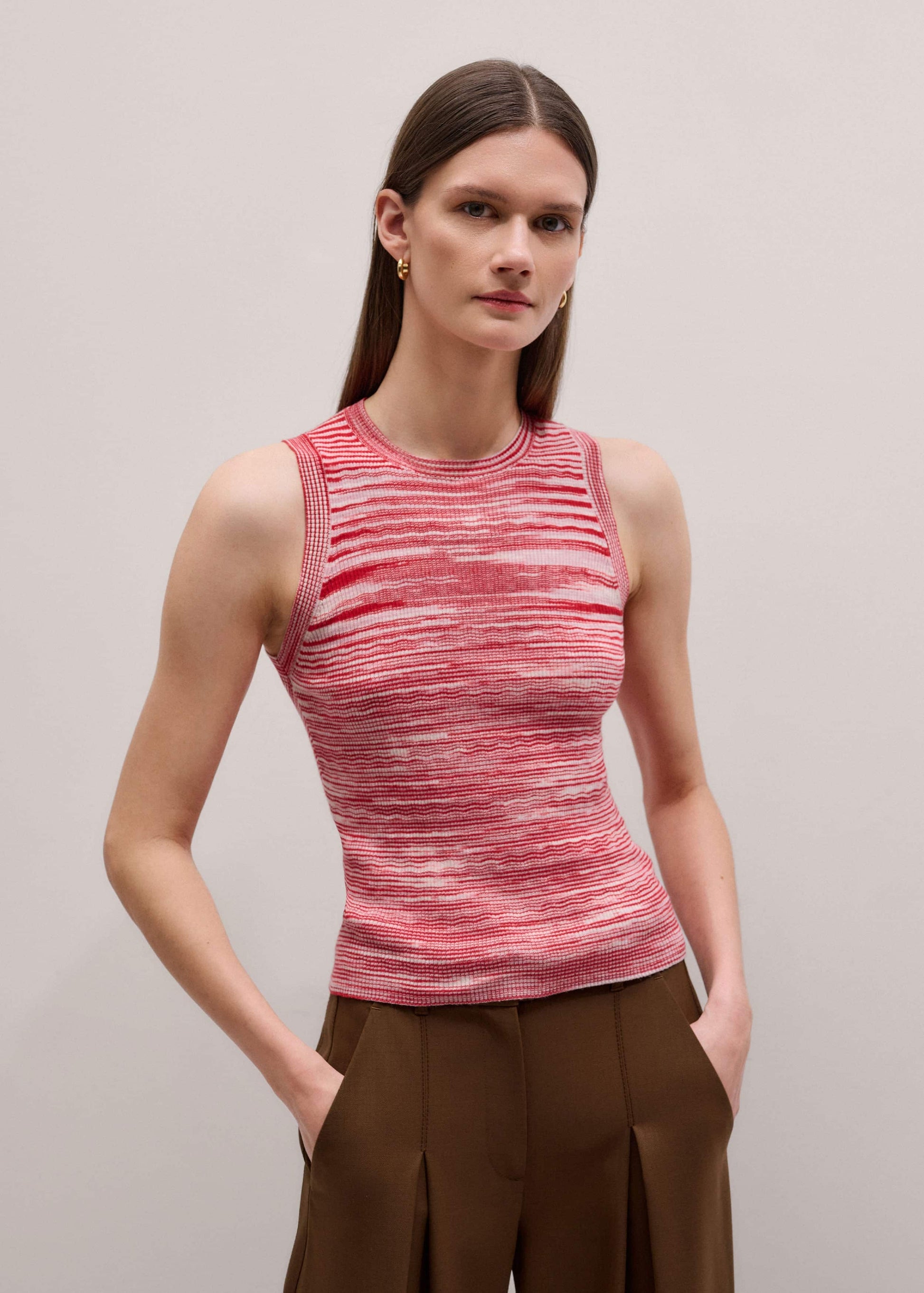 Red Spacedye Slim Fit Knit Vest