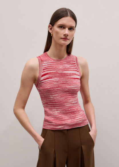 Red Spacedye Slim Fit Knit Vest