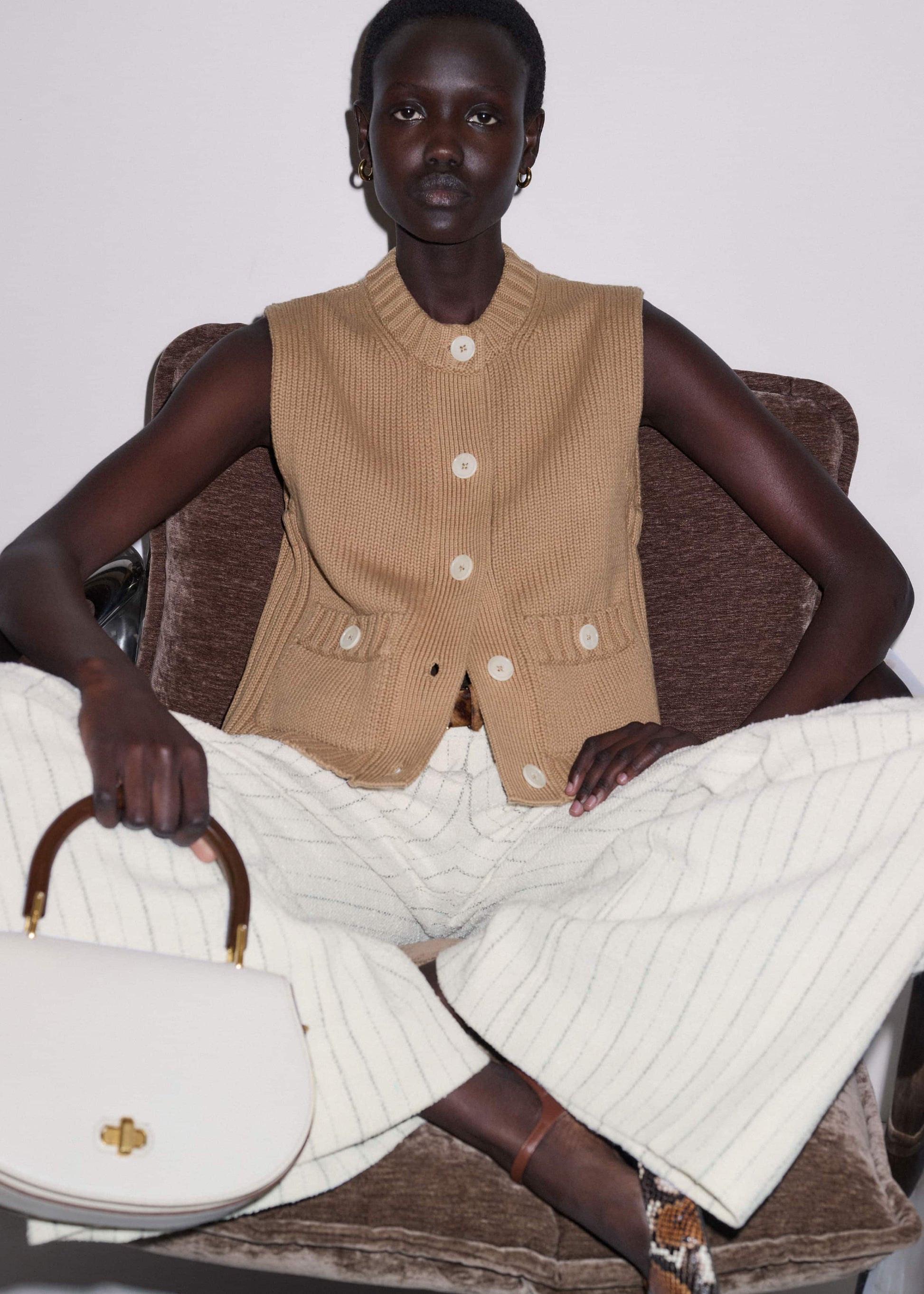 Brown Straight Crop Vest