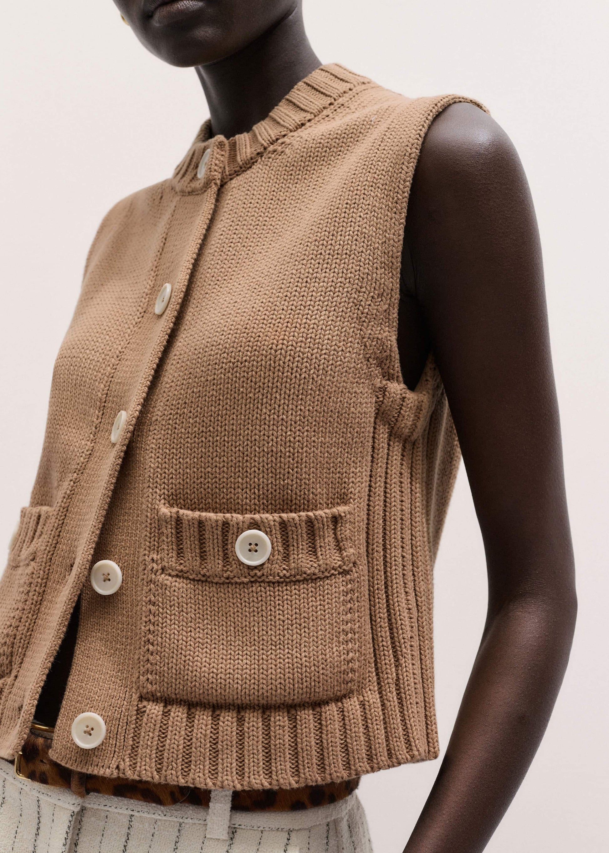 Brown Straight Crop Vest