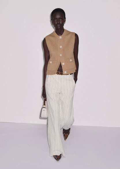 Brown Straight Crop Vest