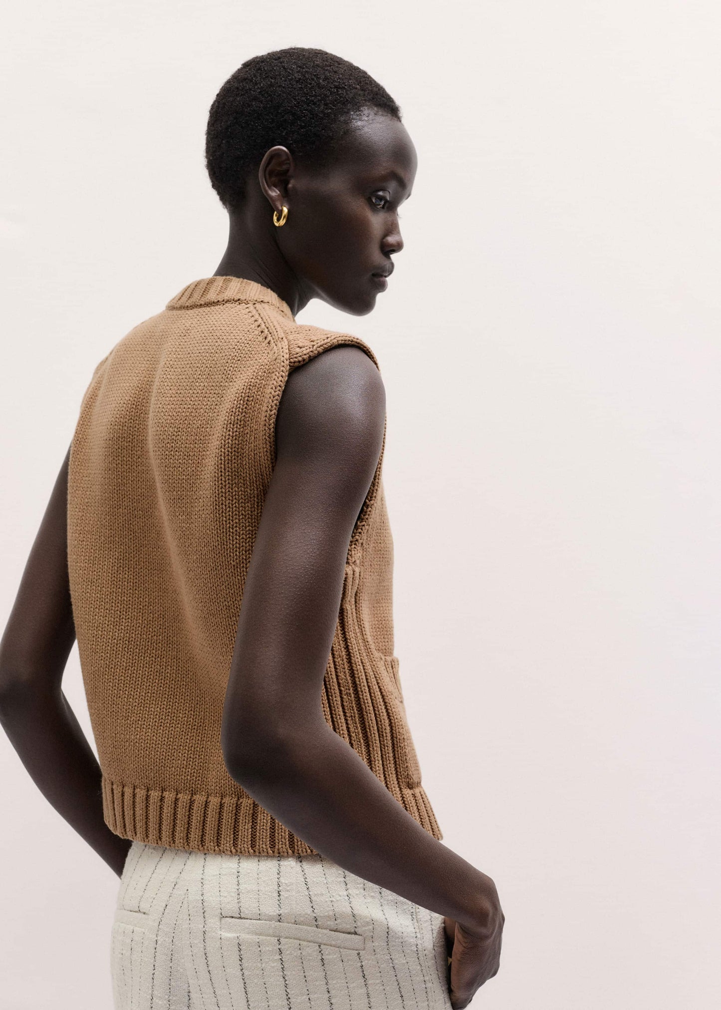 Brown Straight Crop Vest