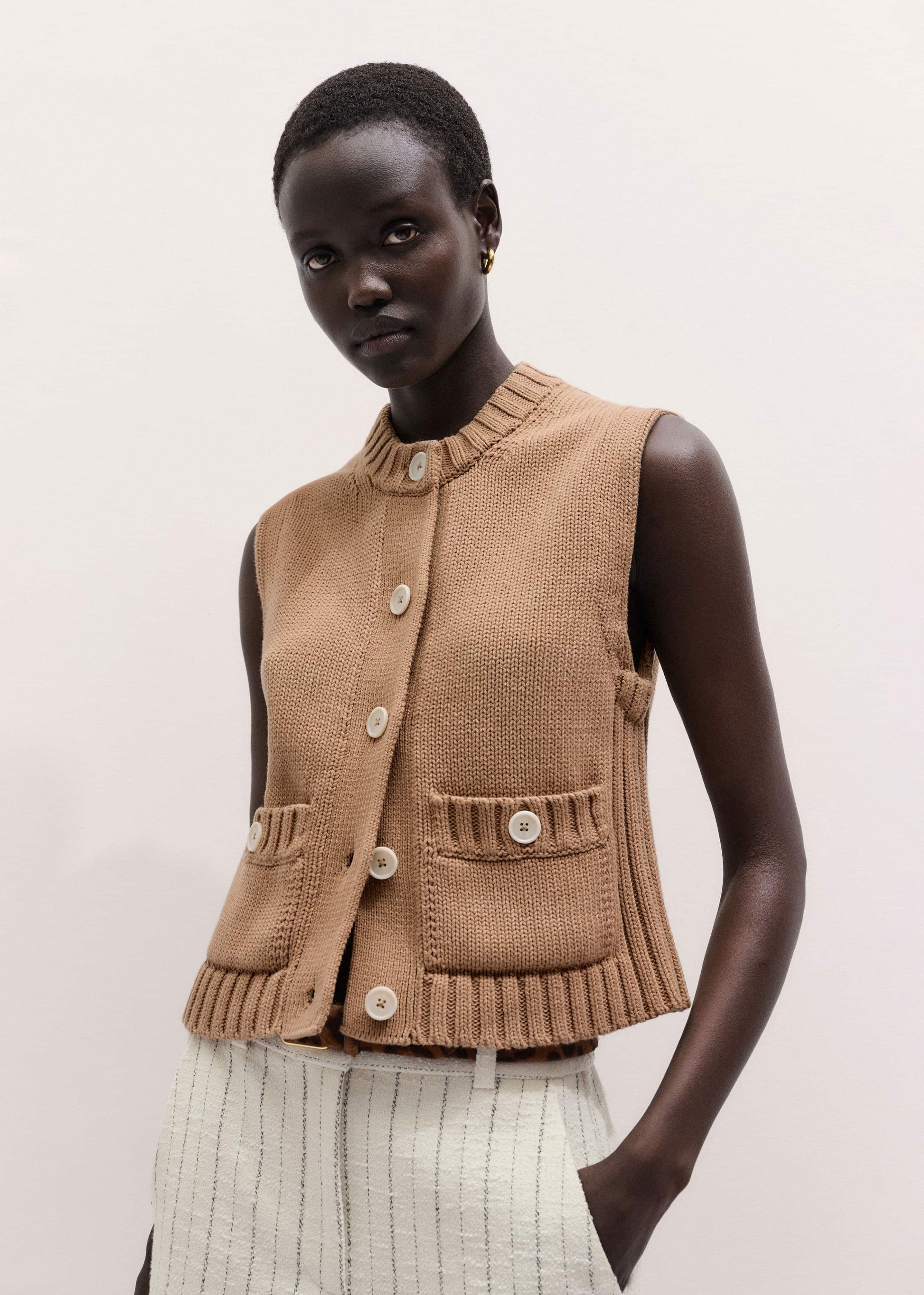 Brown Straight Crop Vest