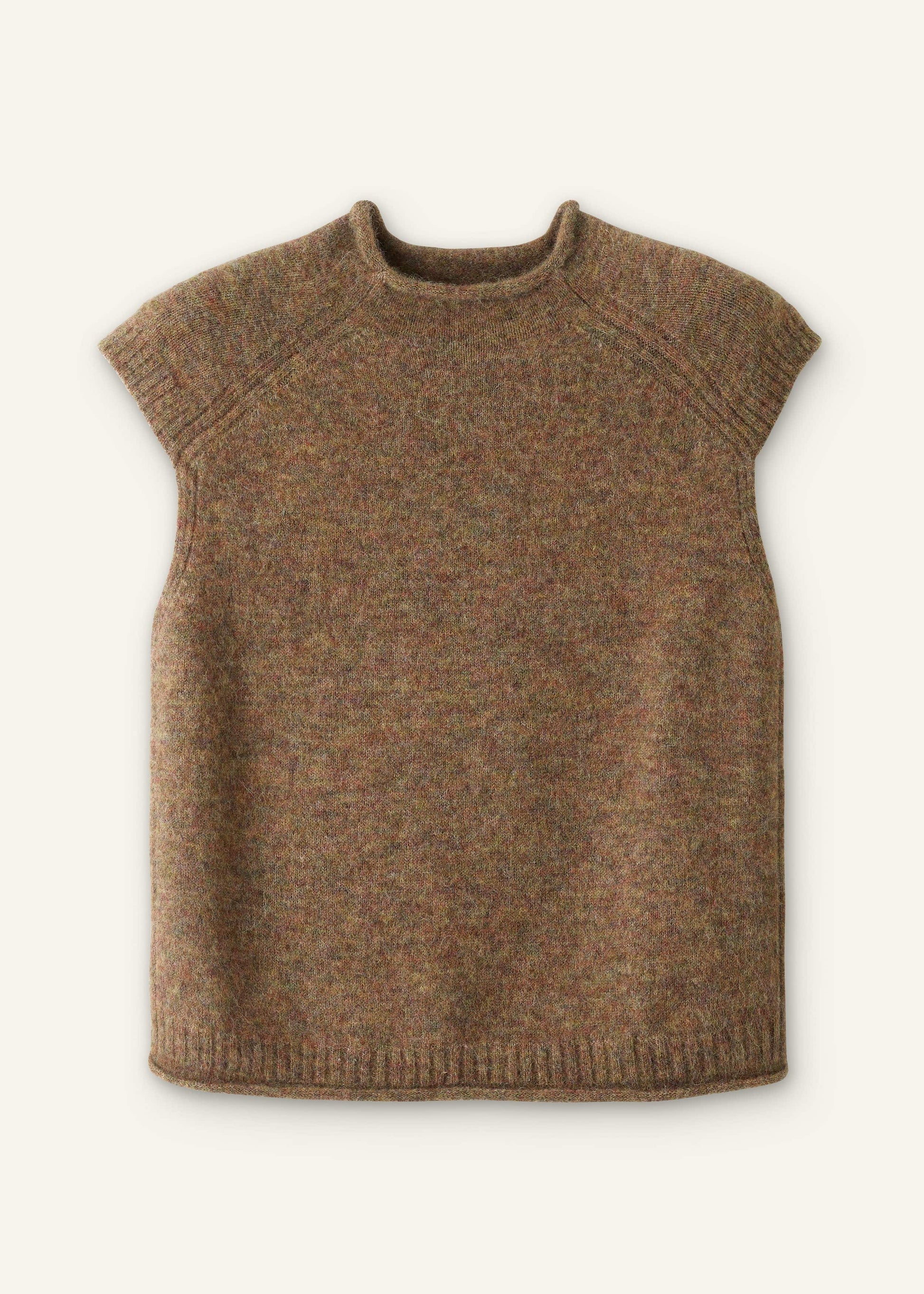 Brown Roll Trim Straight Layering Sweater Vest