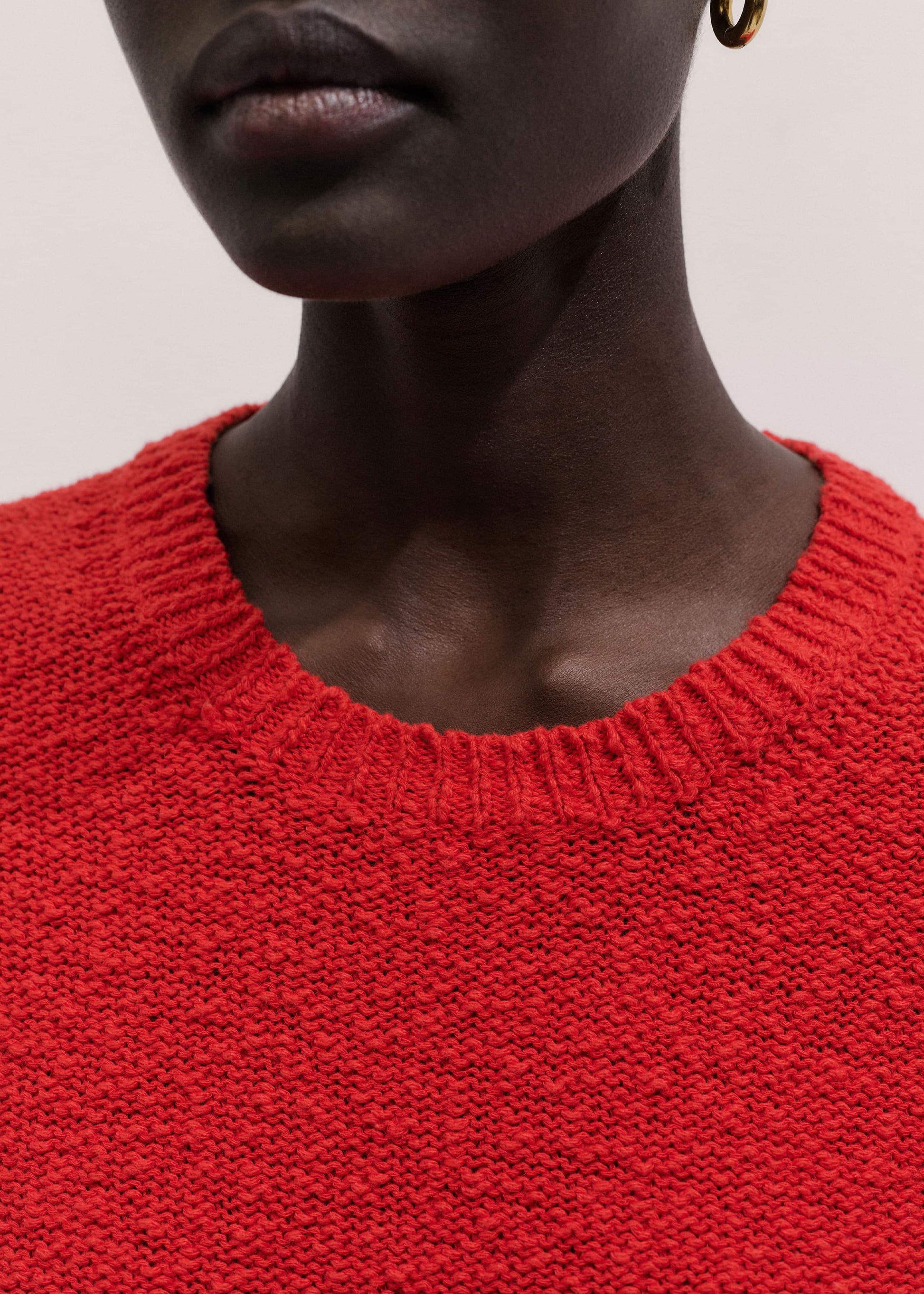 Red Bouclé Straight Baby Tee