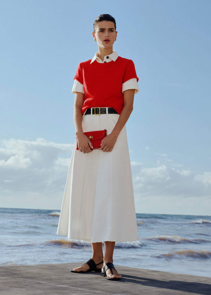 Red Bouclé Straight Baby Tee