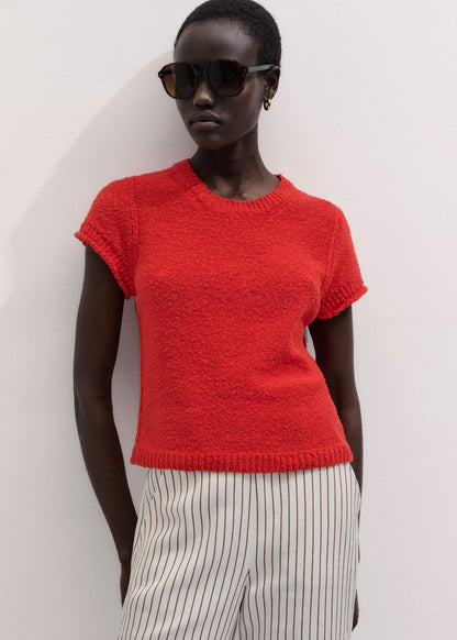 Red Bouclé Straight Baby Tee