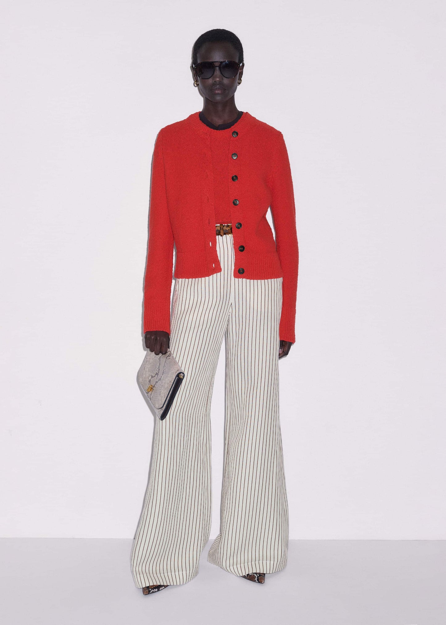 Red Bouclé Straight Baby Tee