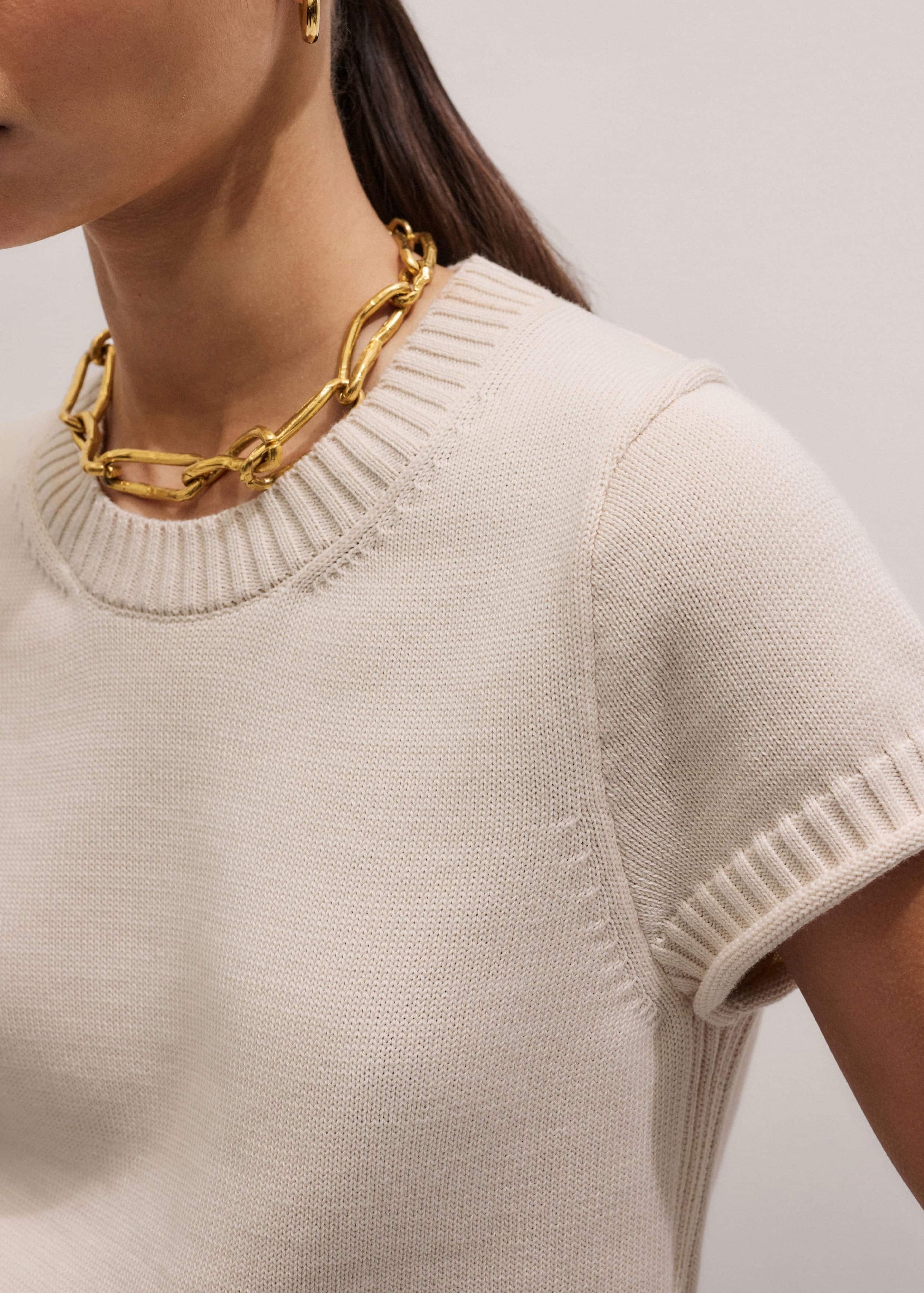 Vanilla Shrunken Straight Knit Baby Tee