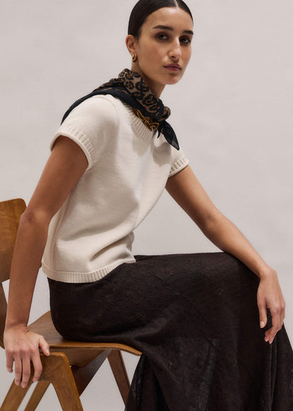Vanilla Shrunken Straight Knit Baby Tee