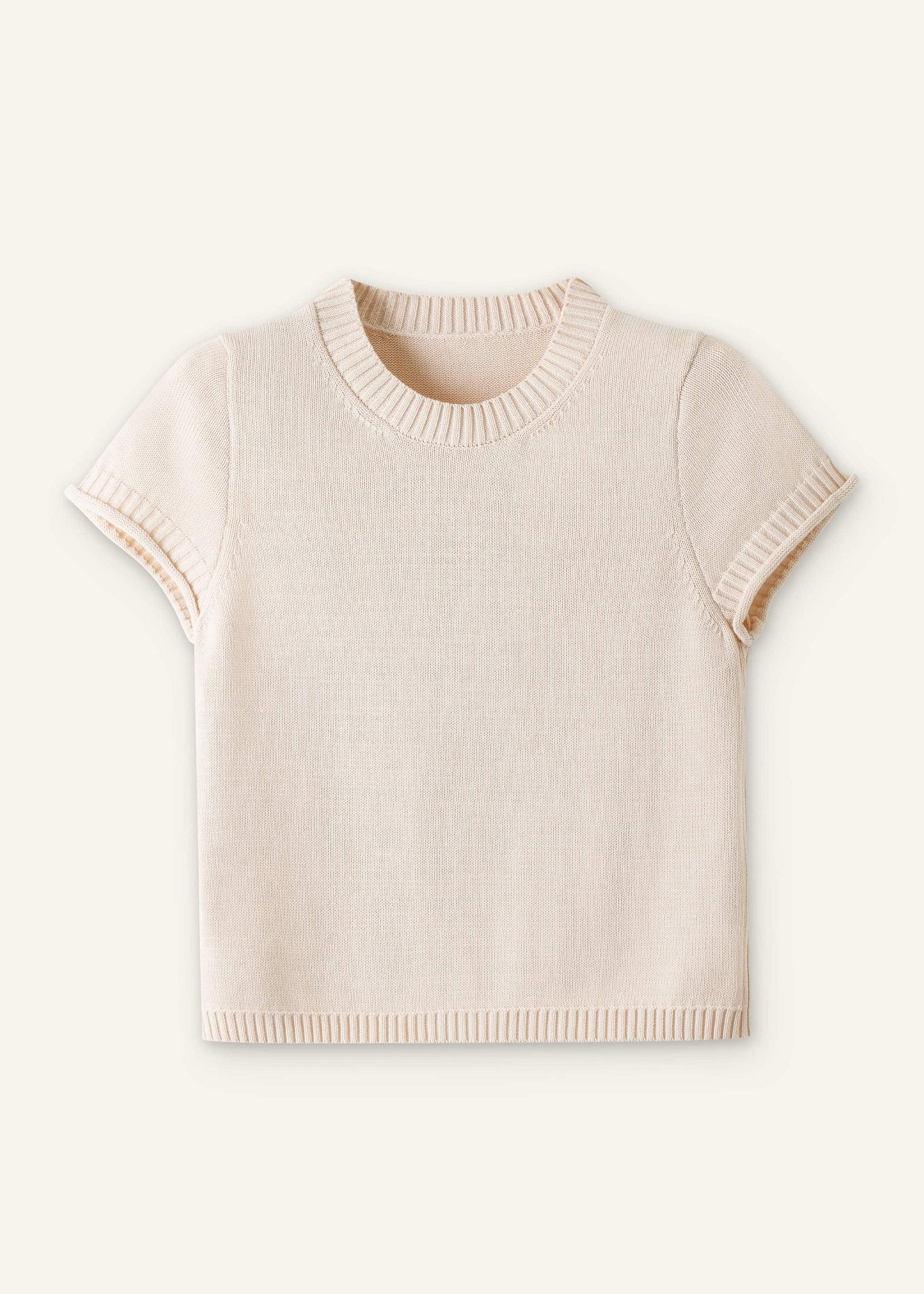 Vanilla Shrunken Straight Knit Baby Tee