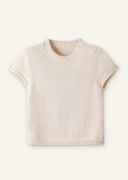 Vanilla Shrunken Straight Knit Baby Tee